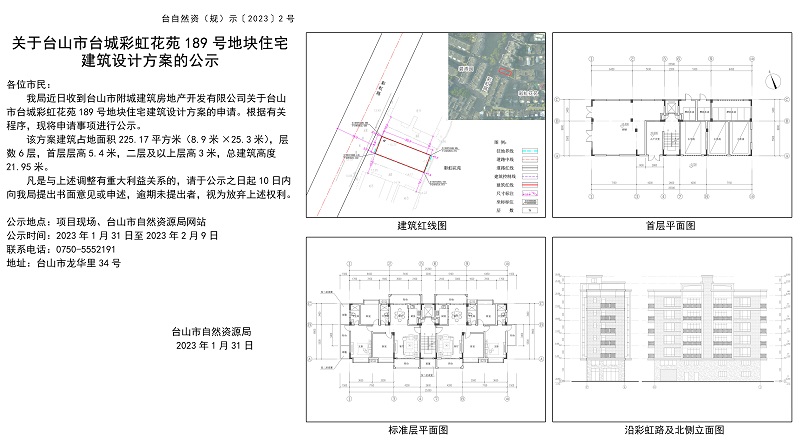 关于台山市台城彩虹花苑189号地块规划条件及建筑设计方案的公示(1).jpg