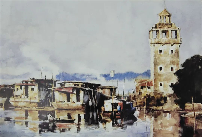 《江边碉楼》 64x90cm&nbsp; 2004年.jpg