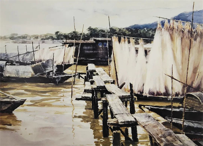 《晒网》 79x109cm&nbsp; 2000年.jpg