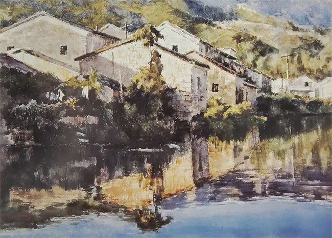 《山村斜阳》 64x90cm&nbsp; 2001年.jpg